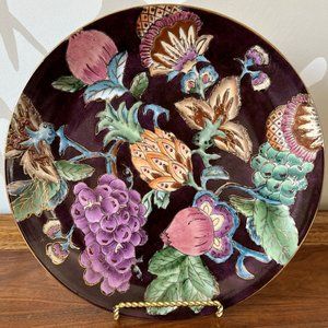 Vintage Toyo Decorative 10" Plate | Purple & Metallic Gold Fruit Theme